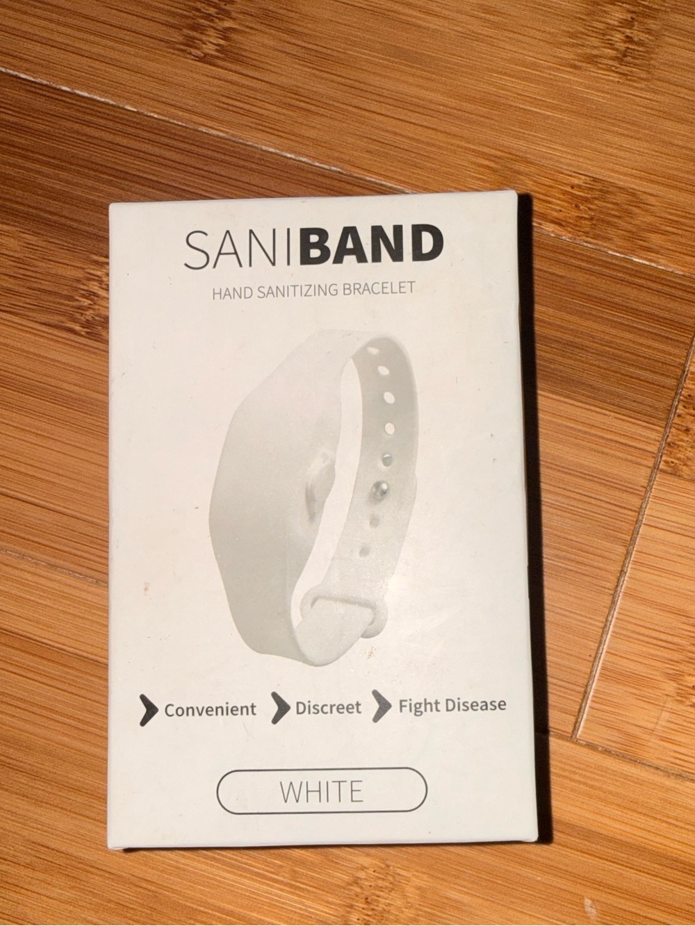 SaniBand White Hand Sanitizing Bracelet - Portable Wristband